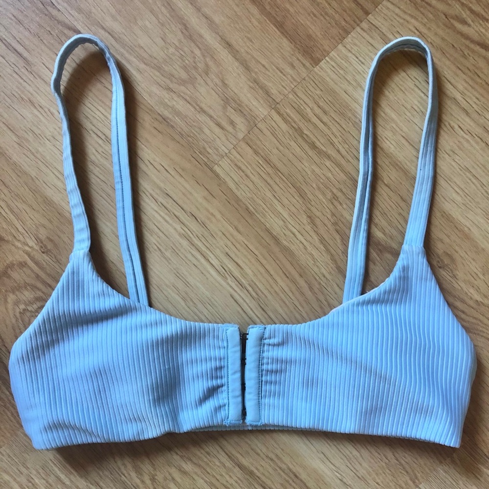 light blue clip front bikini top